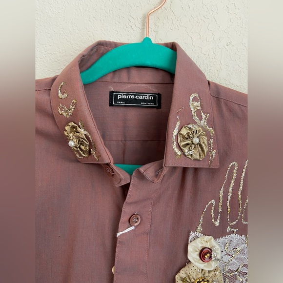 Pierre Cardin Novelty Button Down Shirt Size M Fitted, NWT - Picture 3 of 11